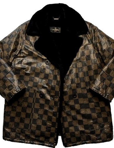 Cappotto a scacchi Fendi Pequin (donna) medio (UK10 12) nero verde anni '90 inverno