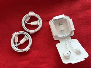 Wired Earbuds and 2 cords for iPhone, iPad, and/or iPod - for iPhone 14 or under - Picture 1 of 4