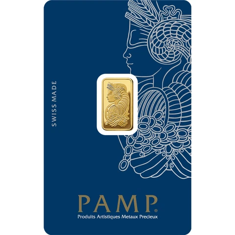 PAMP Suisse Lady Fortuna 2.5 gram Gold Bar in Assay Cover