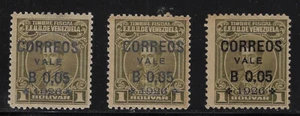 Venezuela: 1926; Scott 287 x 3 overprint in black differents tones EBV574 - Picture 1 of 2