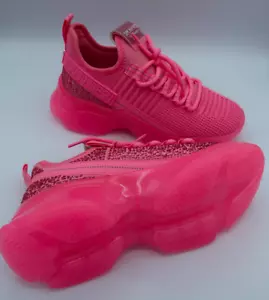 Steve Madden Damen Maxima Strass Borte Trainer Turnschuhe neonrosa Größe 8,5M - Bild 1 von 8