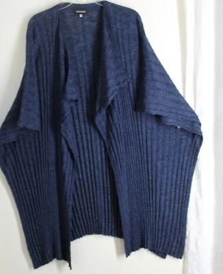 Eskandar O/S Azul Jean Denim Seda Lino Fluido 39" Largo Cárdigan Suéter Chaleco Foto 1 de 4