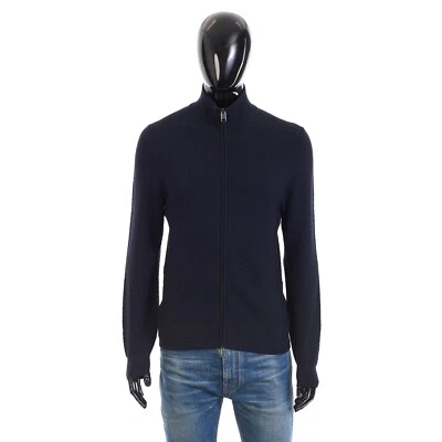 BRIONI 1450$ Cashmere & Wool Zip Up Sweater - Regimental Knit Motif - Image 1 of 4