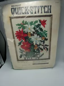 Vtg Bernat Needlepoint Kit December Garden 1979 Christmas Poinsettia T02003 - Picture 1 of 14