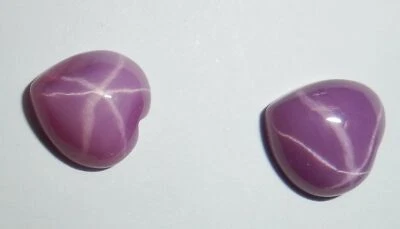 Opaque Star Ruby Heart 10x10 mm Cabochon 6 Rayed Lab-created 2 pieces Lot - Image 1 of 4