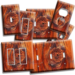 RUSTED OLD WOOD EYE RUSTIC LIGHT SWITCH WALL PLATES OUTLET KITCHEN LOG CABIN ART - Picture 1 of 30