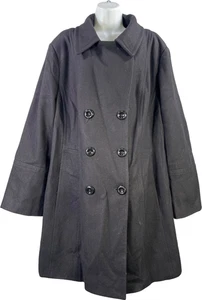 Anne Klein Damen schwarz Wollmischung Knopfleiste Erbsenmantel-Plus 2X - Bild 1 von 4