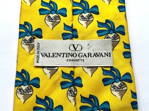 VALENTINO Silk Tie Gold And Blue Patterned - Picture 1 of 3