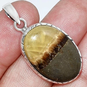 Natural Yellow Septarian 925 Sterling Silver Pendant Jewelry P-1079 - Picture 1 of 5
