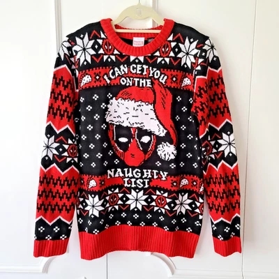 Marvel Deadpool "I Can Get You on the Naughty List" Navidad Feo Suéter Pequeño Foto 1 de 4