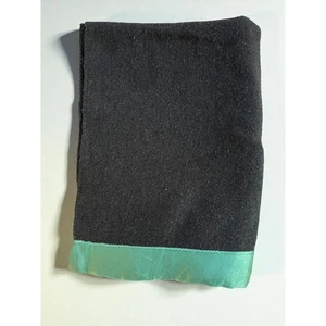 "Manta de campamento de lana verde vintage sin marca borde satinado tamaño completo 64""x84""" - Imagen 1 de 9