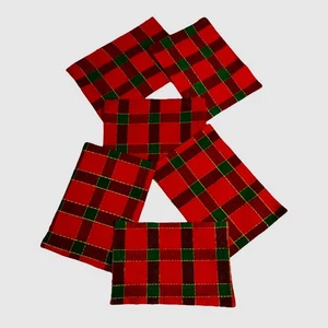 6er Set Baumwollmischung Tischsets rot grün gold kariert Weihnachten Tischsets - Bild 1 von 9