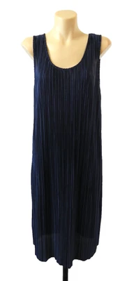 H&M Womens Sz M 12 Dress Blue Pleated Oversized Sleeveless Midi Layer Party Work - image 1 of 4