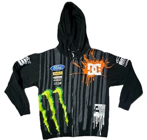 DC Shoes Ken Block Monster Energy Hoodie Men’s L Full Zip Racing Sweater Black - Imagen 1 de 7