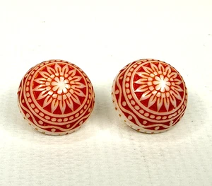 VTG Mandala Starburst Plastic 1/2" Shank Buttons Set of Two Orange Mid Century - Picture 1 of 5
