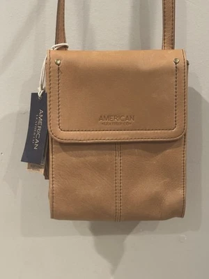 American Leather Co Kansas Crossbody Bag Cafe Latte Smooth Tan NWT - Image 1 of 4