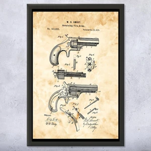 Antique Revolver Patent Art Print – W.S. Smoot Revolving Fire-Arms, 1873 Design - Picture 1 of 3