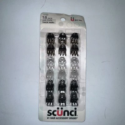 18 Scunci Effortless Beauty Thick Hair Micro Mini Plastic Claw Jaw Black Clear - Image 1 of 2