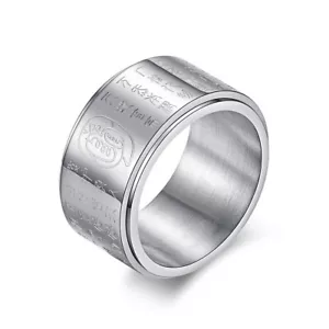 Mens Mantra Spinner Ring Anti Anxiety Band Stainless Steel Jewelry Gift Size7-12 - Picture 1 of 23