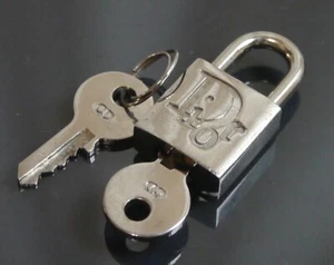 Authentic Christian Dior Padlock key logo Metallic #85 - Picture 1 of 6