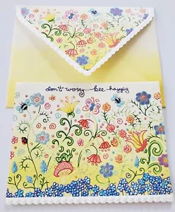 Blank Note Card Embossed Don't Worry Bee Happy Carol Wilson Carol's Rose Garden - Picture 1 of 2