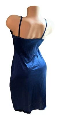 РЕДКАЯ SEARS EPITOME синий шелковистый атласной кружевной отделки антрон нейлона полный скольжения женщин 32 - Изображение 1 из 4