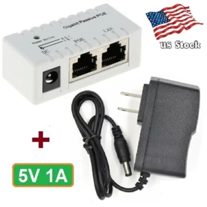 Passive 5-52V (In) 5V-1A (Out) Gigabit PoE Injektor IP Kamera, VoIP, Netzwerk AP - Bild 1 von 9