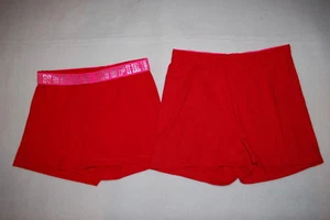 Girls 2 LOT KNIT PLAY SHORTS Solid Red FOLD TOP WAIST Hot Pink "Inspire" L 10-12 - Picture 1 of 1