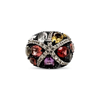 Anel de coquetel LeVian prata esterlina 925 multicolorido semiprecioso tamanho 7 - Imagem 1 de 4