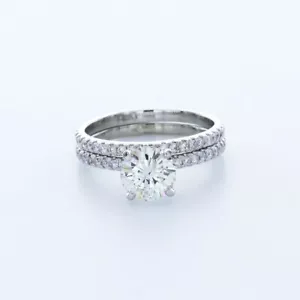 JUEGO DE ANILLOS CLÁSICOS DE PLATINO CORTE REDONDO G/VS2 DIAMANTES NATURALES 2,29 CTW - Imagen 1 de 7