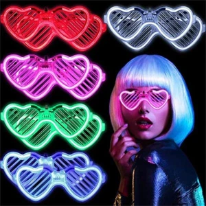 1PC Glow in The Dark Glasses Heart LED Light Up Glasses Glow Neon Party Favors - Picture 1 of 18