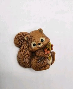 Vintage Squirrel Brooch Thanksgiving/Fall Pin Berries Leaves 1982 Hallmark Cards - Picture 1 of 3