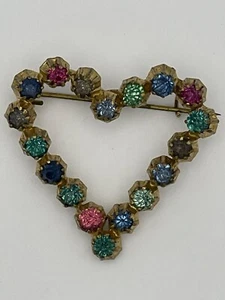 Broche Corazón Checo 1.5" Tono Dorado Multicolor Antiguo Cierre en C - Imagen 1 de 11