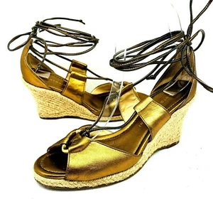 Antonio Melani Damen-Espadrille-Riemchensandalen bronzefarben metallic zum Binden 6,5 M - Bild 1 von 5