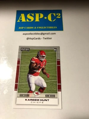 2017 Panini Playoff Football Kareem Hunt Red Zone RC Kansas City Chiefs SP - Image 1 of 2