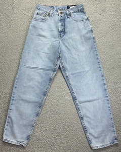 VTG Eddie Bauer Jeans Womens Petite 4 Blue Denim Loose Fit Button Fly USA Made - Picture 1 of 7