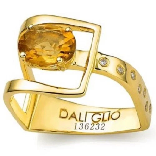 Anel feminino Daliglio tamanho 7 citrino banhado a ouro prata esterlina - Imagem 1 de 1