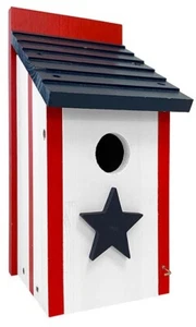AUDUBON PATRIOTIC WREN HOUSE Featuring Red, White & Blue Stars & Stripes /dm - Picture 1 of 1
