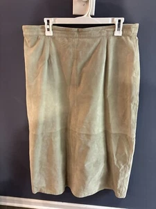 Lew Magram Collection Womens Size 18 Leather/Suede Moss Green Long Skirt - Picture 1 of 3