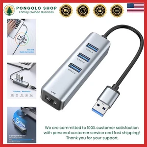 Plug and Play USB 3.0 Hub with Gigabit Ethernet Adapter - Multi-OS Compatible - Picture 1 of 7