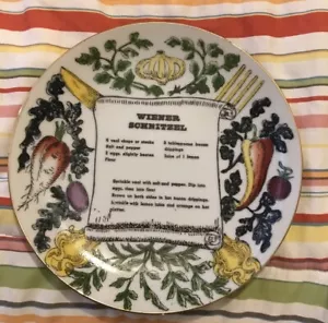 Vintage FORNASETTI Porzellan ""Rezept"" Teller ""Wiener Schnitzel"" Rezept 7 1/2"" D - Bild 1 von 2