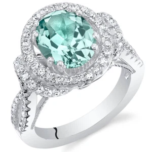 Anillo de encanto ovalado de plata esterlina turmalina paraiba simulado - Imagen 1 de 2