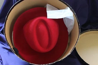 Sombrero rojo 100% fieltro lana "Betmar" - muy suave y flexible/formable Foto 1 de 4