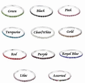 Pulsera elástica de una sola fila surtida de moda diamante/cristal AJUSTE 16/17/18/19 cm - Imagen 1 de 9