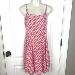 Gap Kleid Damen groß rosa Spaghettiriemen knielang gesmockt Barbie Kern - Bild 1 von 6