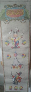 Vintage Circus Handmade Hanging Needlepoint Art Banner Clown Juggling Bright KA - Picture 1 of 5
