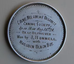 HALLMARKED SILVER 1924 COLNE,NELSON DISTRICTS CANINE SOCIETY SHOW PRIZE MEDAL - Bild 1 von 10