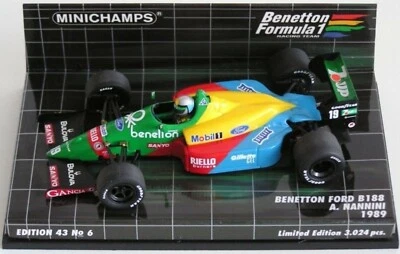 WOW EXTREMELY RARE Benetton B188B Ford #19 Nannini Imola 1989 1:43 Minichamps - Image 1 of 3