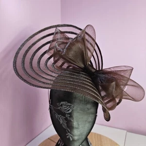 dark brown bow fascinator millinery wedding hat Kentucky Derby Royal Ascot - Picture 1 of 3