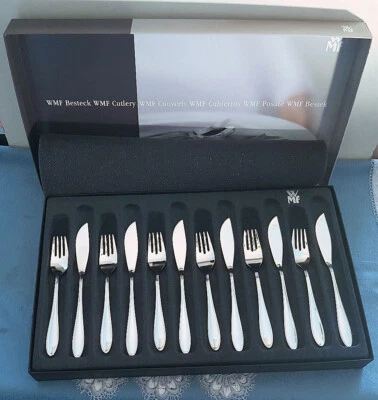 Traumhaftes Fischbesteck WMF Innsbruck Cromargan 6 Personen + Kasten NEUWERTIG - Bild 1 von 4